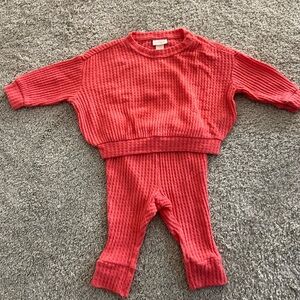 Cat & Jack Coral Waffle Knit Baby Set